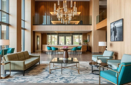 Hotellobby mit modernen, nachhaltigen M&ouml;beln aus recycelten Materialien wie Metall und Glas.jpg